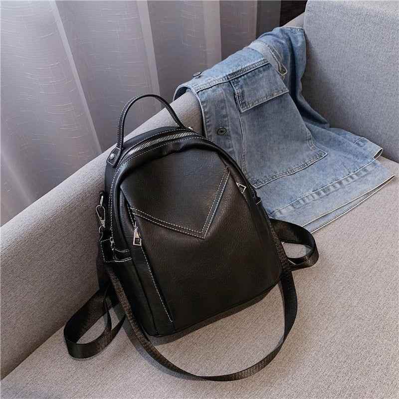 Fashion Rucksack Vintage Leather School Girls Women&