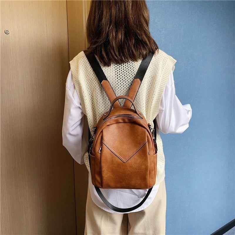 Fashion Rucksack Vintage Leather School Girls Women&