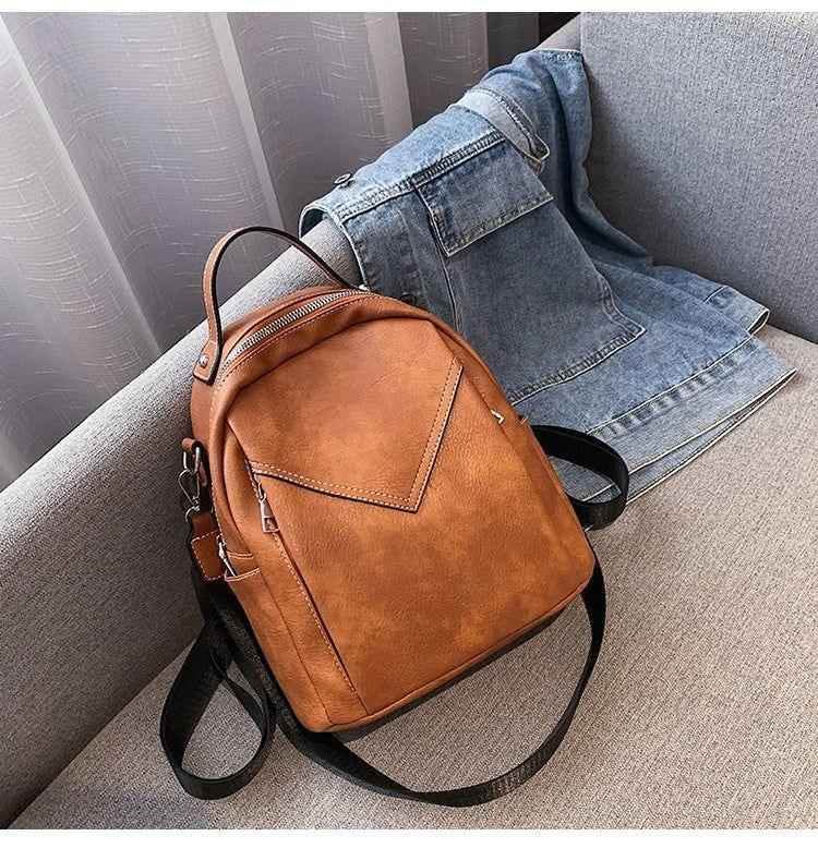 Fashion Rucksack Vintage Leather School Girls Women&