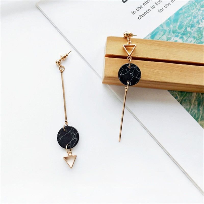 Fashion Simple Geometric Round Marble Long Earrings Charm Jewelry KIOS0408 - Touchy Style .