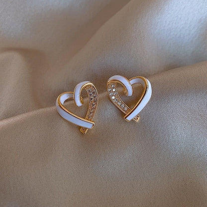 Fashion White Peach Heart Mini Earrings Charm Jewelry XYS0257 - Touchy Style .