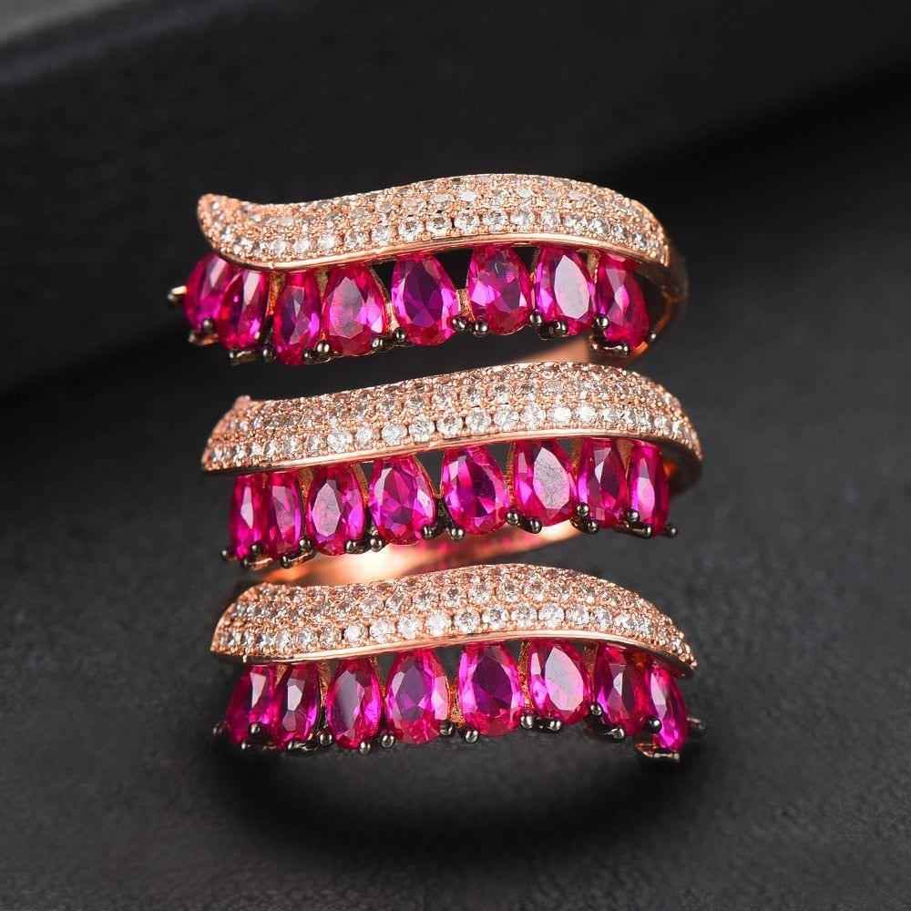 Finger Ring Charm Jewelry 2021 Trendy Rain Curtain Cubic Zircon Statement Bohemian Style - Touchy Style .