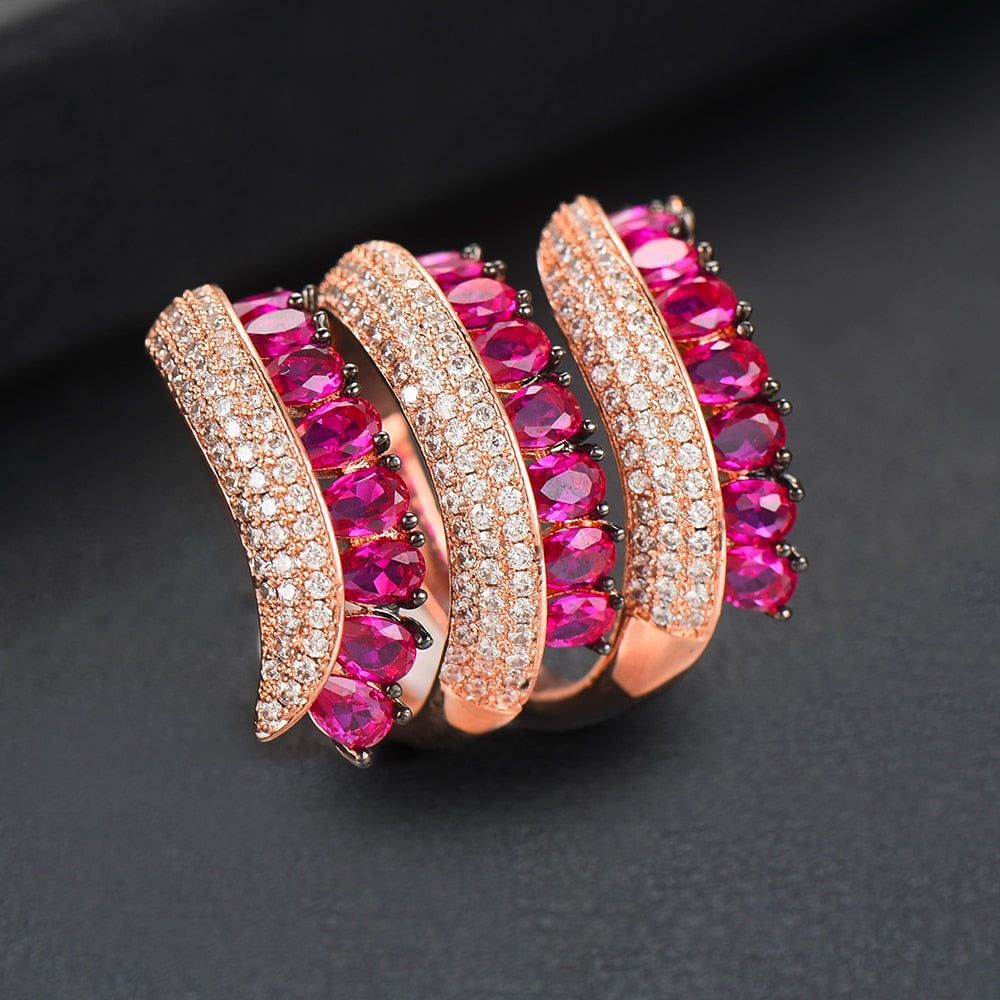 Finger Ring Charm Jewelry 2021 Trendy Rain Curtain Cubic Zircon Statement Bohemian Style - Touchy Style .