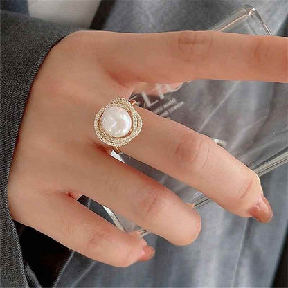Finger Rings Charm Jewelry Classic Pearl Flower Fashion EOS0156 - Touchy Style