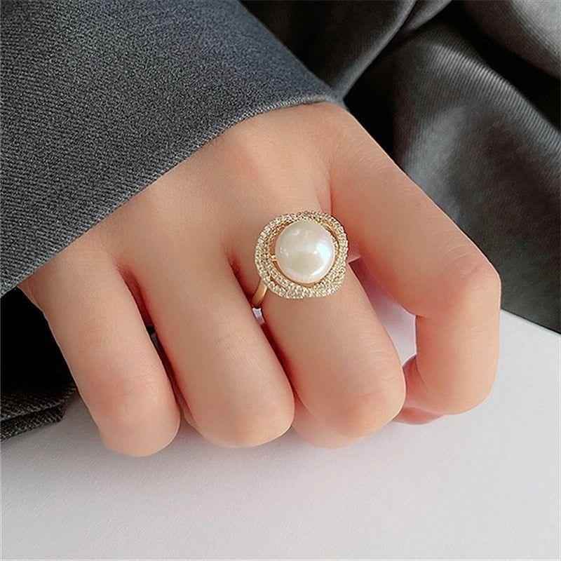 Finger Rings Charm Jewelry Classic Pearl Flower Fashion EOS0156 - Touchy Style