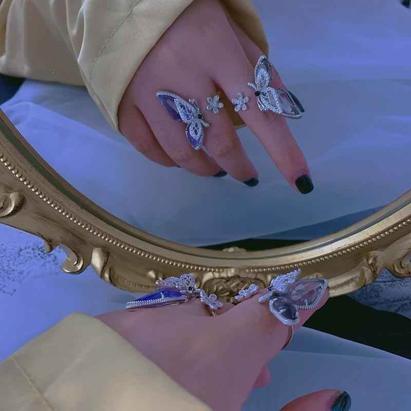 Finger Rings Charm Jewelry Flower Crystal Butterfly - Touchy Style