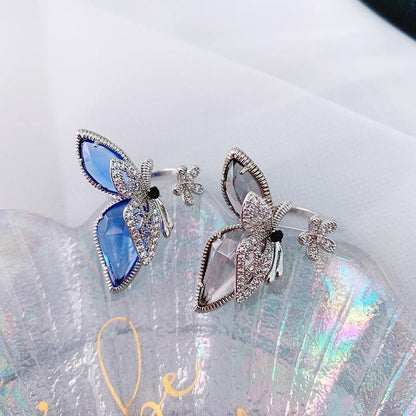 Finger Rings Charm Jewelry Flower Crystal Butterfly - Touchy Style .