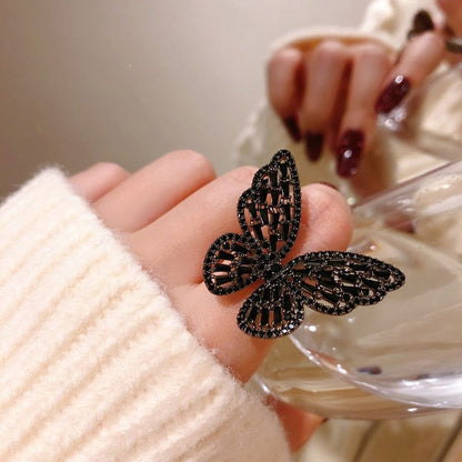 Finger Rings Charm Jewelry Mysterious Black Crystal Butterfly XYS100 - Touchy Style .