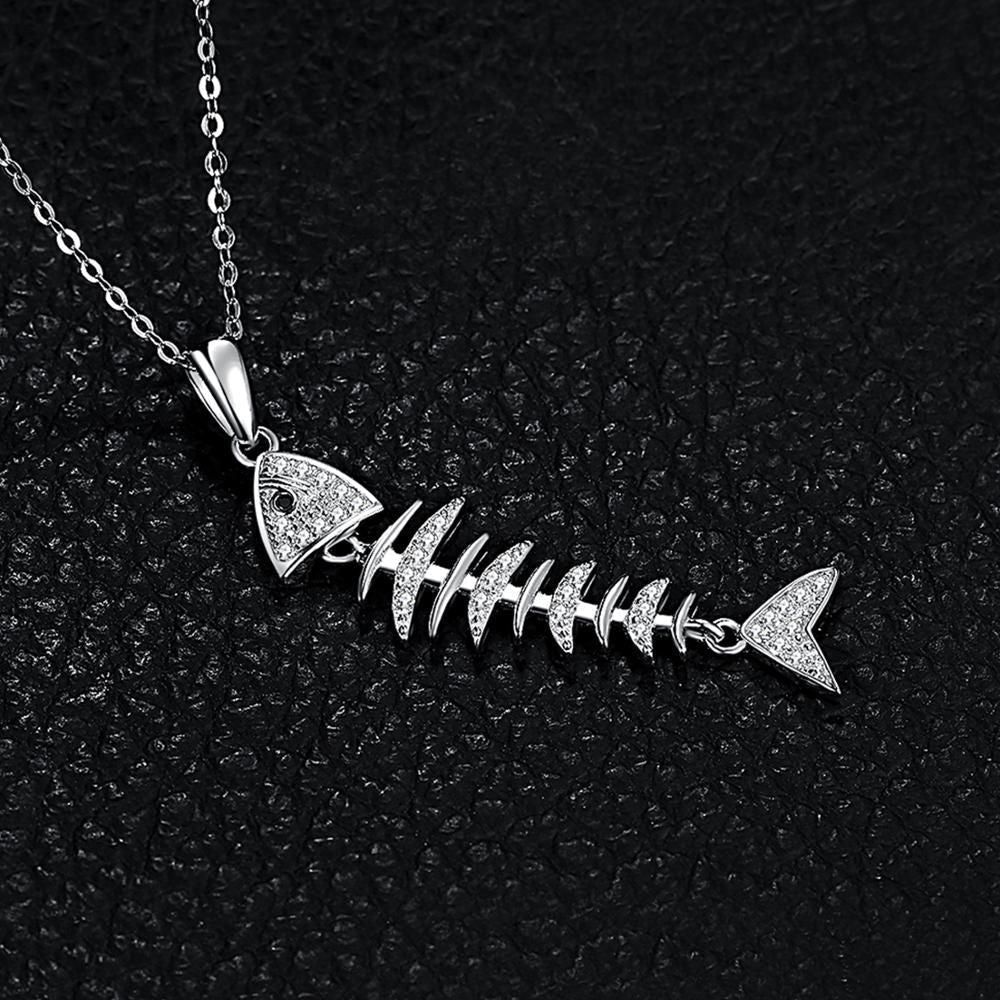 Fishbone 925 Sterling Silver Pendant Charm Jewelry JPOS0339 Without Chain - Touchy Style .