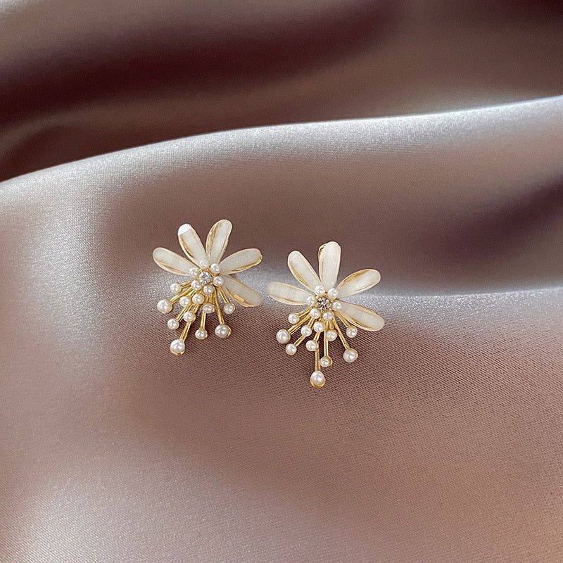 Flower Pearl Drop Earrings Charm Jewelry ECJTXY48 Accessories - Touchy Style .