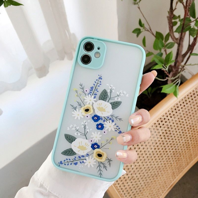 Flowers Leaf Cute Phone Cases For iPhone 13 Pro Max 11 12 Pro Max XR XS Max 6 7 8 Plus X - Touchy Style .