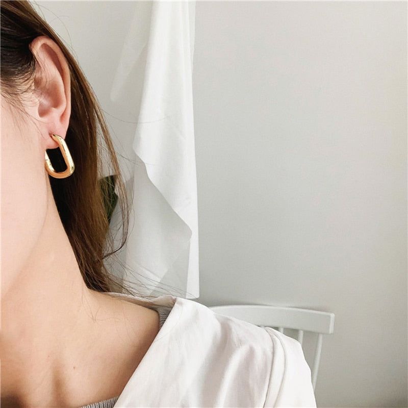 French Chunky Hoops Geometrical Earrings Charm Jewelry POS0443 - Touchy Style .