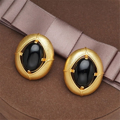 French Retro Black Stone Earrings Charm Jewelry RV251 - Touchy Style .