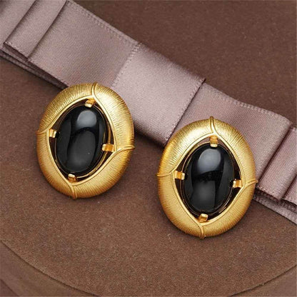 French Retro Black Stone Earrings Charm Jewelry RV251 - Touchy Style