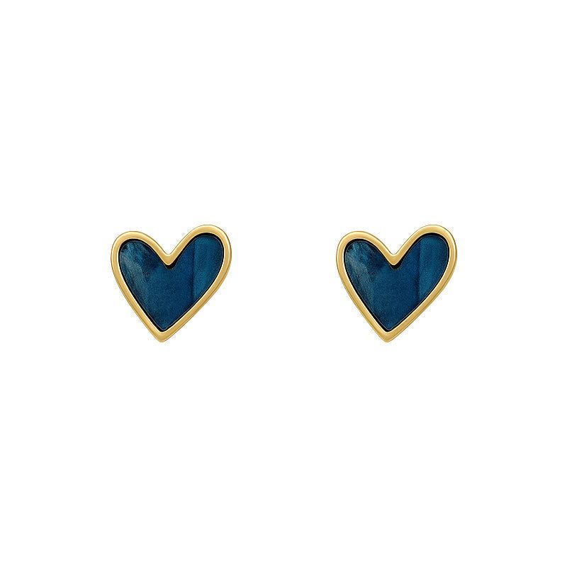 French Sweet Blue Heart Mini Earrings Charm Jewelry XYS0243 - Touchy Style .