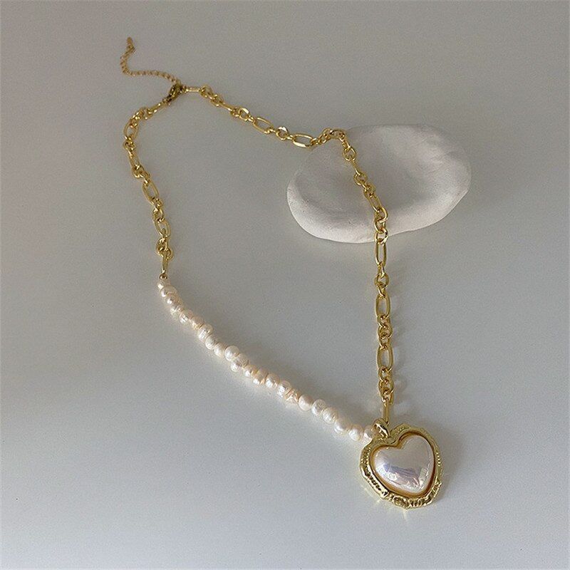 Freshwater Pearl Heart-shaped Pendant Necklaces Charm Jewelry YS0342 - Touchy Style .