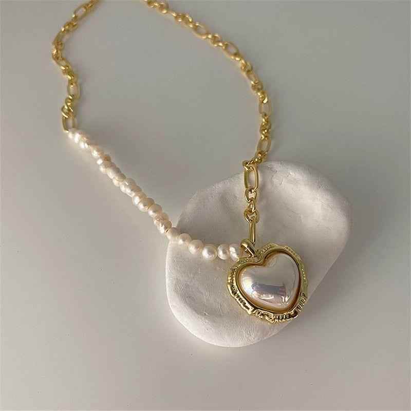 Freshwater Pearl Heart-shaped Pendant Necklaces Charm Jewelry YS0342 - Touchy Style