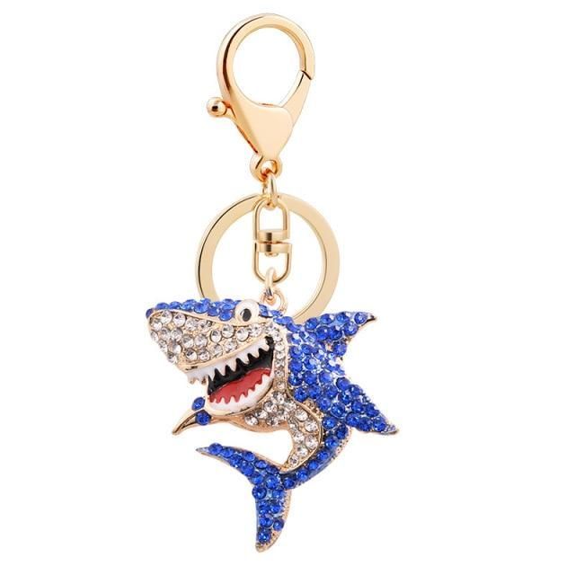 Full Rhinestone Shark Unique Keychains 