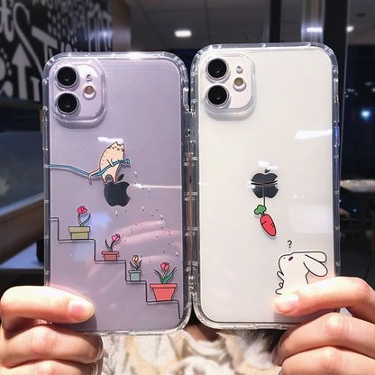 Funny Cartoon Transparent Cute Phone Cases For iPhone 14 13 Pro Max 12 Mini 11 X XS XR 7 8 Plus - Touchy Style .