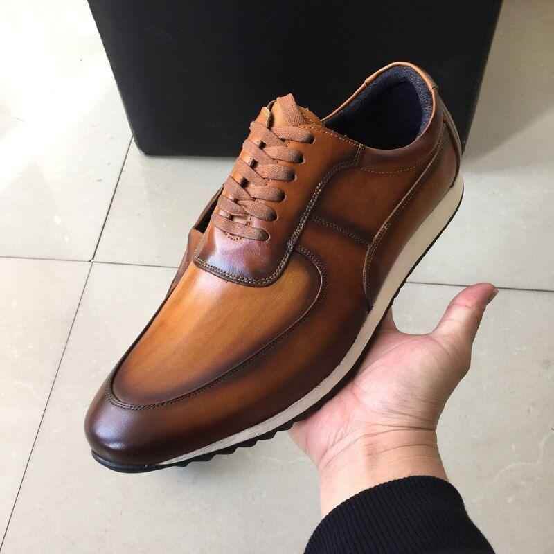 Genuine Leather Oxford Street Style Sneakers Men&