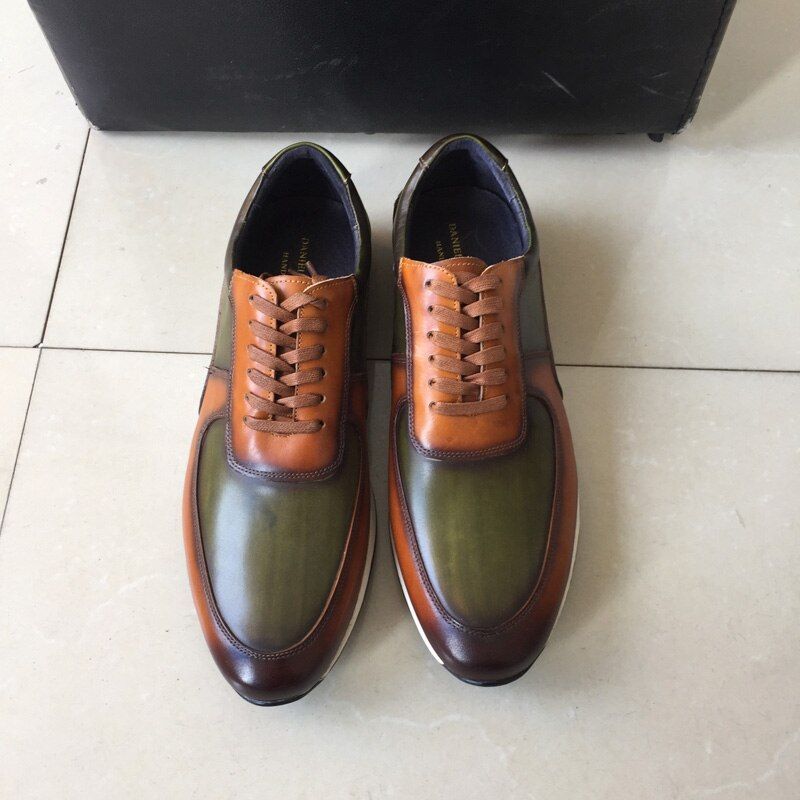 Genuine Leather Oxford Street Style Sneakers Men&