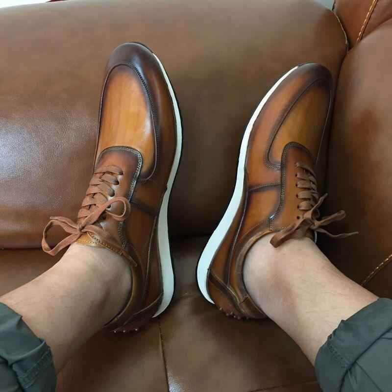 Genuine Leather Oxford Street Style Sneakers Men&