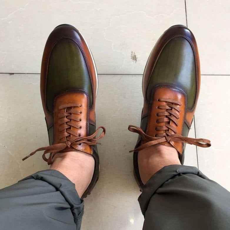 Genuine Leather Oxford Street Style Sneakers Men&