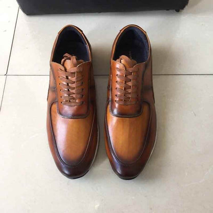 Genuine Leather Oxford Street Style Sneakers Men&