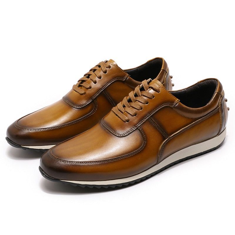 Genuine Leather Oxford Street Style Sneakers Men&