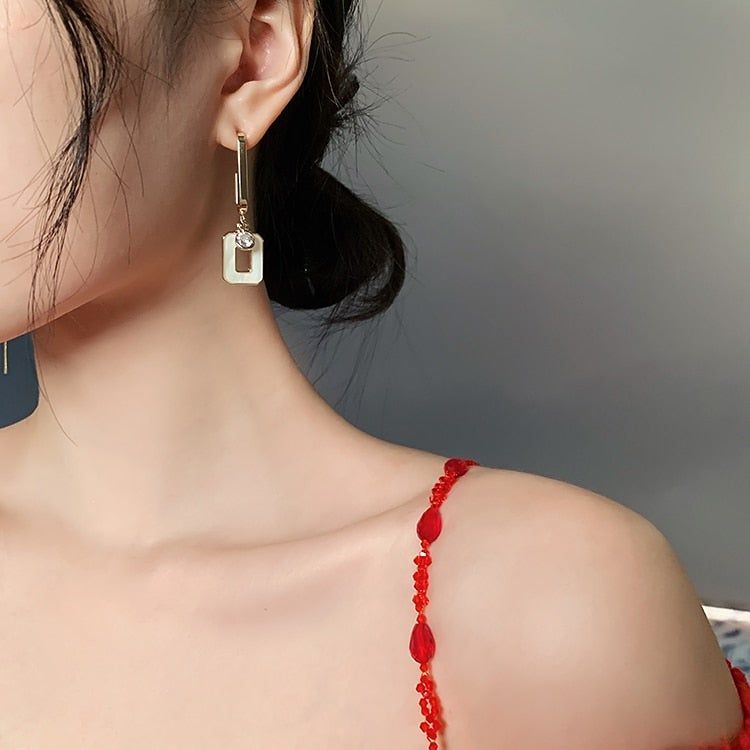 Geometric Elements Asymmetric Long Earrings Charm Jewelry XYS0137 - Touchy Style .