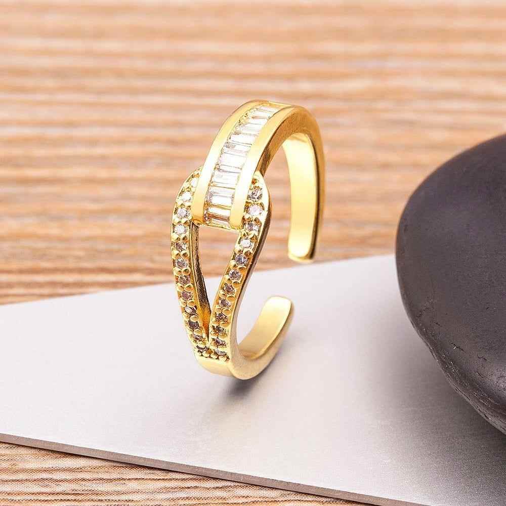 Geometric Golden Open Finger Rings Charm Jewelry XYS1158 - Touchy Style