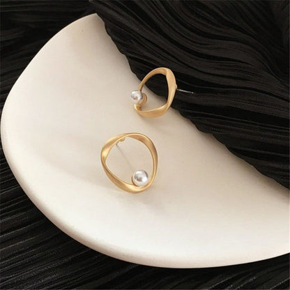 Geometric Small Mini Pearl Earrings Charm Jewelry KIOS0458 - Touchy Style .