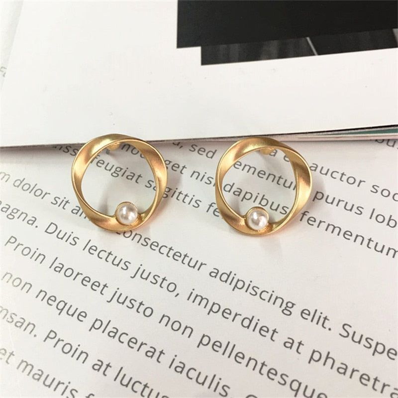Geometric Small Mini Pearl Earrings Charm Jewelry KIOS0458 - Touchy Style .