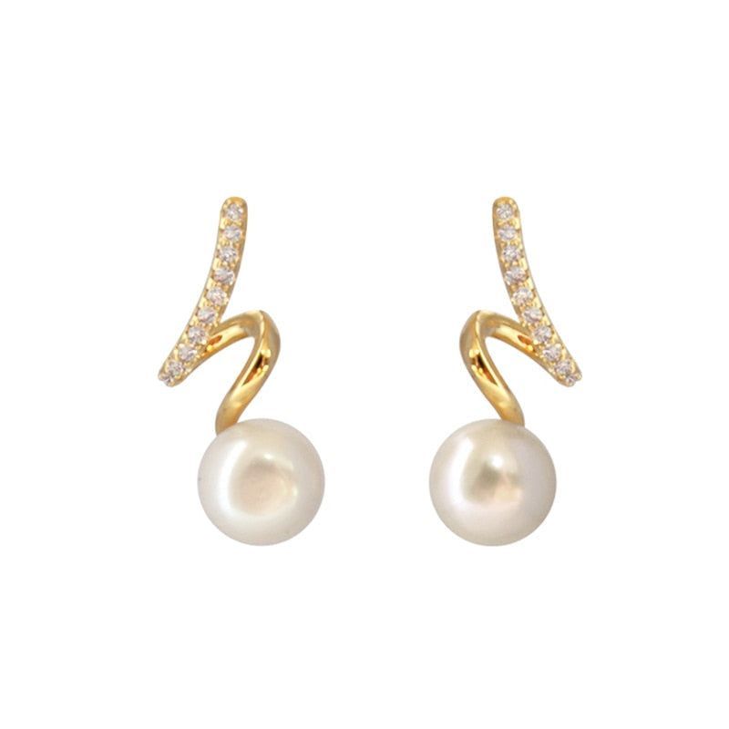 Geometric Spiral Pearl Pendant Drop Earrings Charm Jewelry ECJTX11 - Touchy Style .