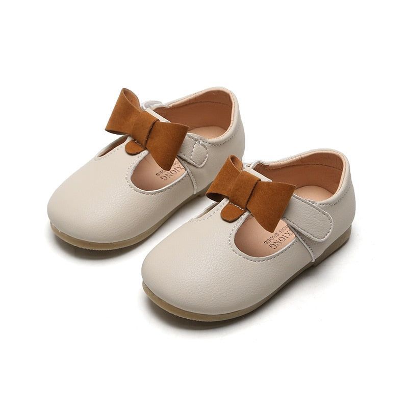 Girls Toddlers Casual Shoes T-strap With Bow-knot Flats Leather Shoes - Touchy Style .