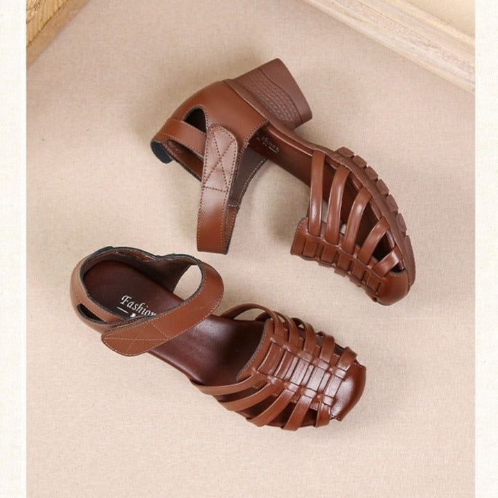 Gladiator Leather Hollow Out Sandals Women&