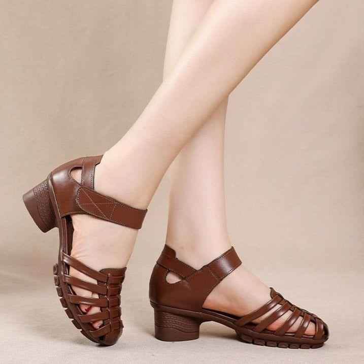 Gladiator Leather Hollow Out Sandals Women&