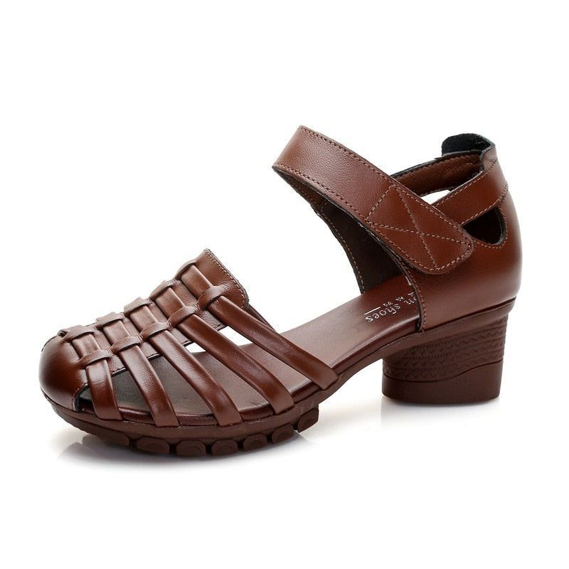 Gladiator Leather Hollow Out Sandals Women&