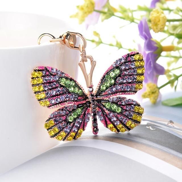 Glittering Full Rhinestone Butterfly Unique Keychain 
