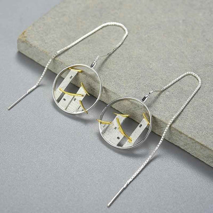 GM1253 Chinese Architectural Dangle Earrings: 925 Sterling Silver Charm Jewelry - Touchy Style