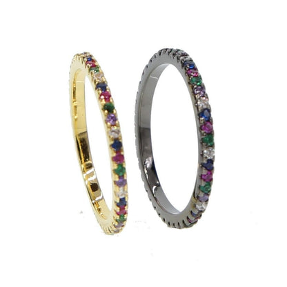 Gold Black Multi Color Rainbow Finger Ring Charm jewelry 