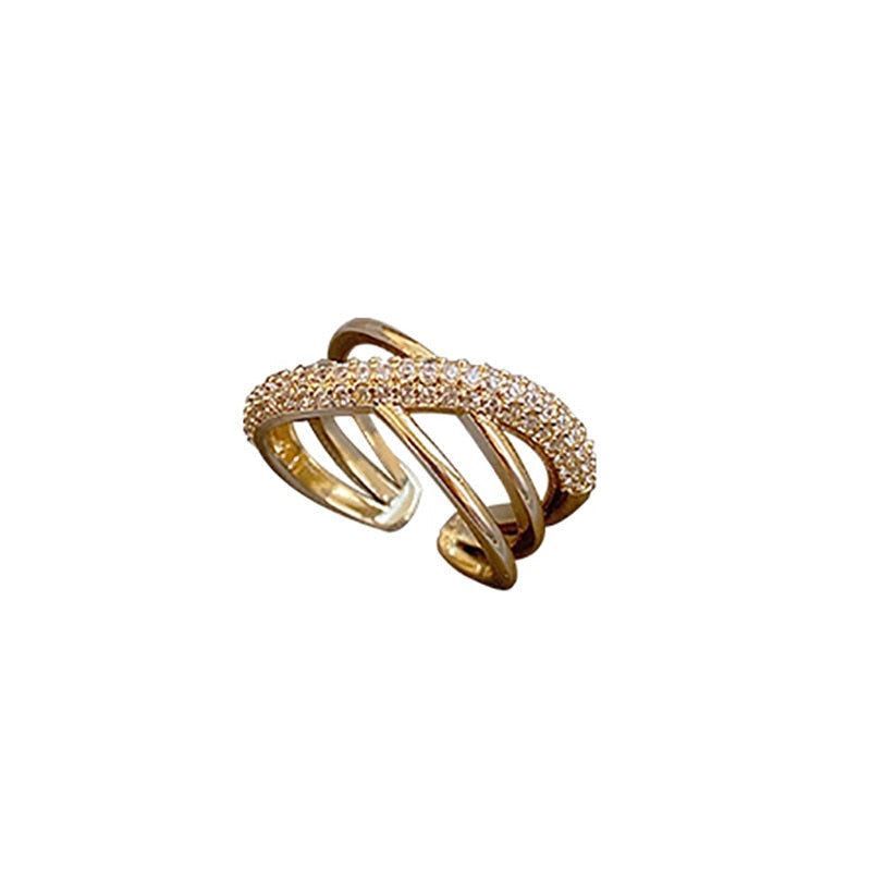 Golden Opening Finger Rings Charm Jewelry RCJTXY56 Geometric Cross - Touchy Style .