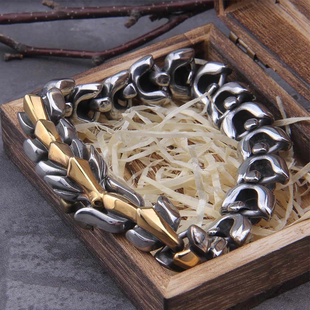 Golden Ouroboros Fashion Stainless Steel Bracelets Charm Jewelry BCJNVS32 For Men&