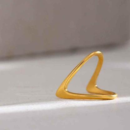 Golden Stainless Steel Geometric Finger Rings Charm Jewelry RCJDD07 - Touchy Style