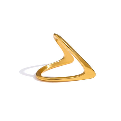 Golden Stainless Steel Geometric Finger Rings Charm Jewelry RCJDD07 - Touchy Style .