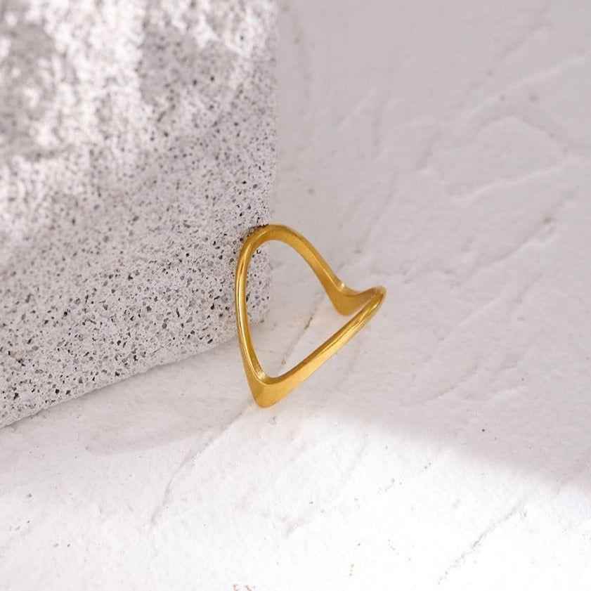 Golden Stainless Steel Geometric Finger Rings Charm Jewelry RCJDD07 - Touchy Style