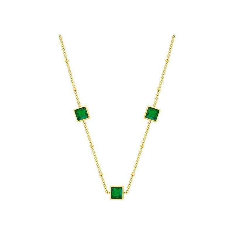 Green Zircon Necklace Stainless Steel Charm Jewelry NCJT36 - Touchy Style