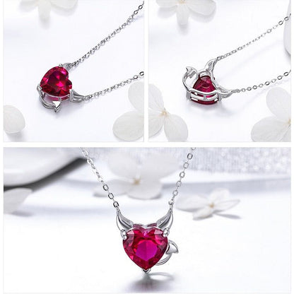 GZ227 - 100% 925 Sterling Silver Little Devil Necklace Charm Jewelry in Red - Touchy Style .