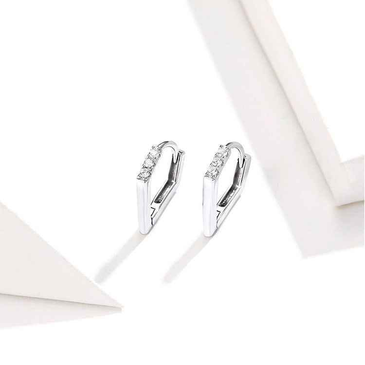 GZ249 - V Shape Hoop Earrings - 925 Sterling Silver Charm Jewelry - Touchy Style