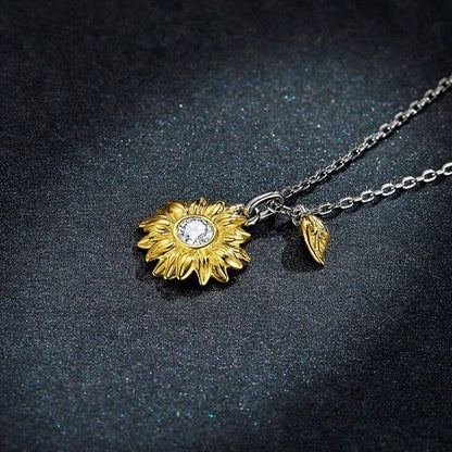 GZ308 - Sunflower Necklace - 925 Sterling Silver Charm Jewelry
